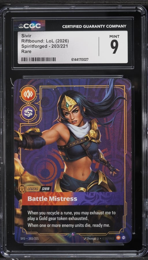 2026 Riftbound League Of Legends Spiritforged Sivir #203 CGC 9 MINT