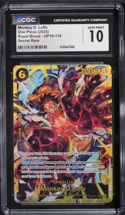 2025 One Piece Royal Blood SEC Monkey D. Luffy #OP10-118 CGC 10 GEM MINT