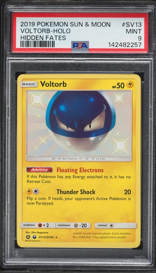 2019 Pokemon Sun & Moon Hidden Fates Shiny Voltorb #SV13 PSA 9 MINT