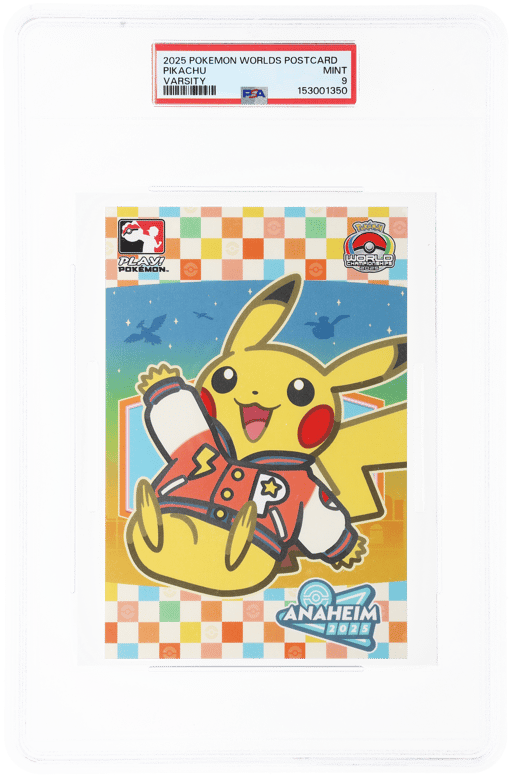 2025 Pokemon World Championships Postcards Varsity Pikachu PSA 9