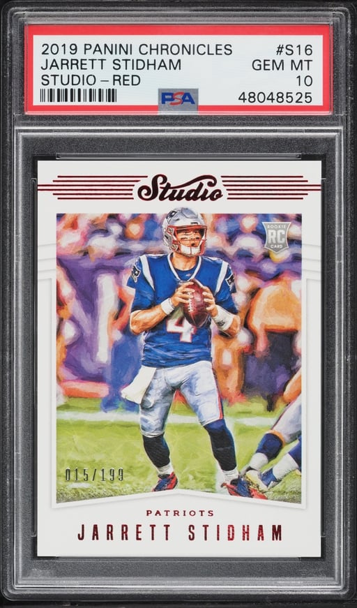2019 Panini Chronicles Studio Red Jarrett Stidham ROOKIE /199 #S16 PSA 10 GEM MINT