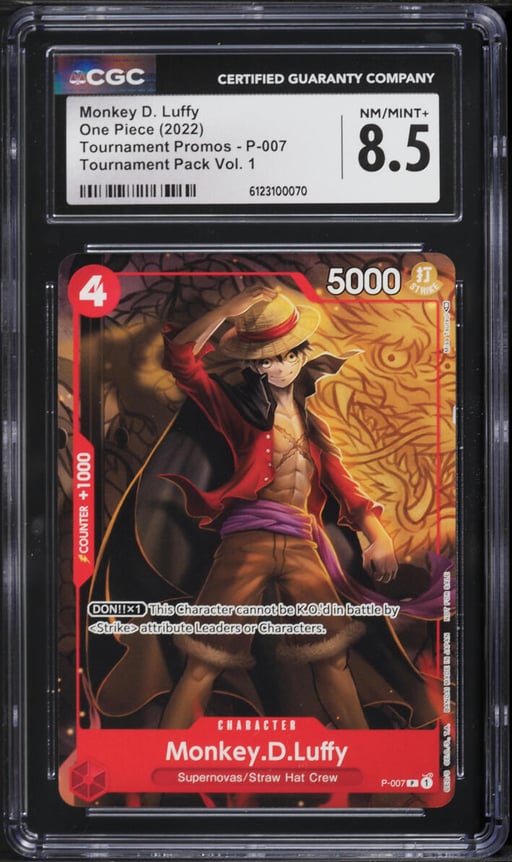 2022 One Piece Promo Tournament Pack Volume 1 Monkey D. Luffy #P-007 CGC 8.5 NM-MT+