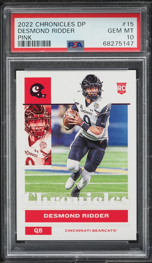 2022 Panini Chronicles Draft Picks Pink Desmond Ridder ROOKIE #15 PSA 10 GEM