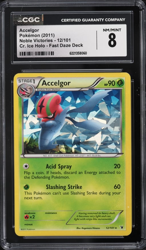 2011 Pokemon BW Noble Victories Cracked Ice Holo Fast Daze Deck Accelgor #12 CGC 8 NM-MT