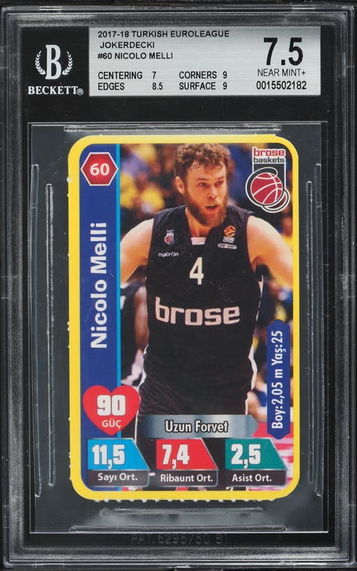 2017 Turkish Euroleague Jokerdecki Nicolo Melli #60 BGS 7.5 NRMT+