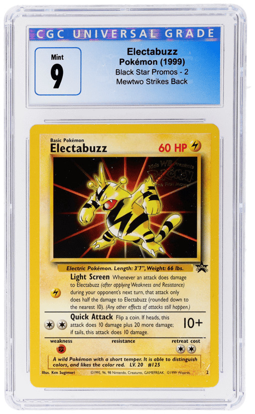 1999 Pokemon Wizards of the Coast Black Star Promo Mewtwo Strikes Back Electabuzz #2 CGC 9