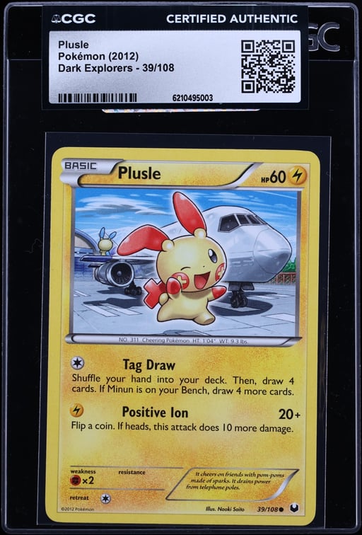 2012 Pokemon Black & White Dark Explorers Plusle #39 CGC AUTH