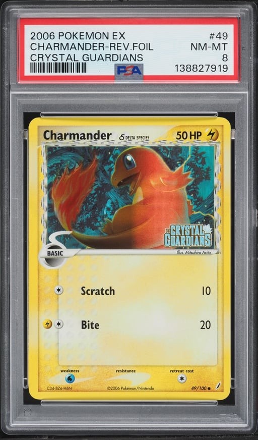 2006 Pokemon EX Crystal Guardians Reverse Holo Charmander #49 PSA 8 NM-MT