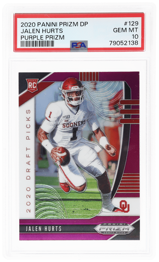 2020 Panini Prizm Draft Picks Purple Prizm Jalen Hurts #129 PSA 10