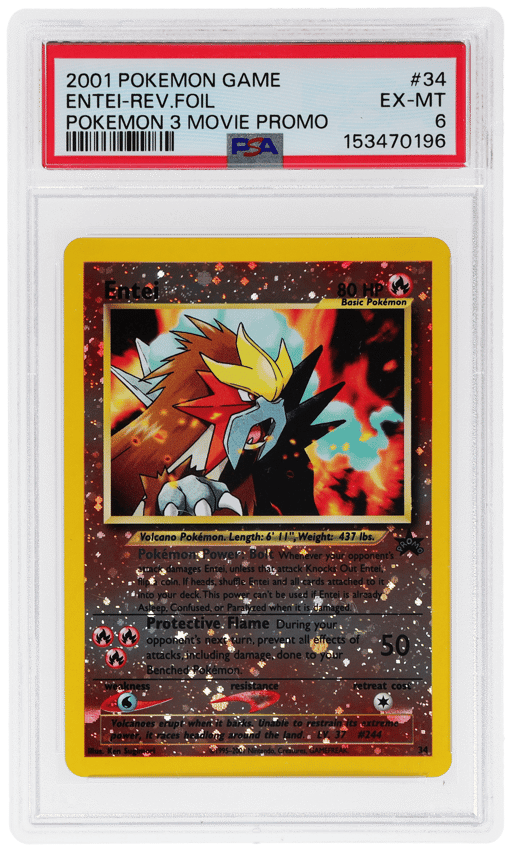 2001 Pokemon Black Star Promo Spell of the Unown Movie Reverse Holo Entei #34 PSA 6