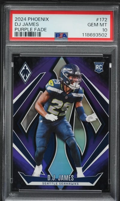 2024 Panini Phoenix Purple Fade DJ James ROOKIE #172 PSA 10 GEM MINT