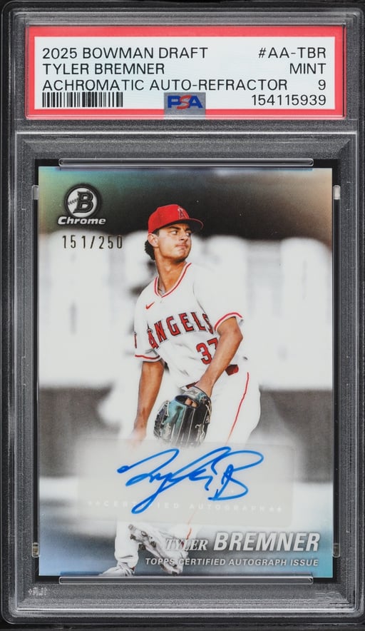 2025 Bowman Chrome Draft Achromatic Ref. Tyler Bremner PROSPECT AUTO /250 #AA-TBR PSA 9 MINT