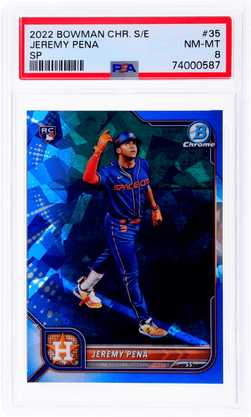 2022 Bowman Chrome Sapphire Blue Jersey Variation Jeremy Pena #35 PSA 8