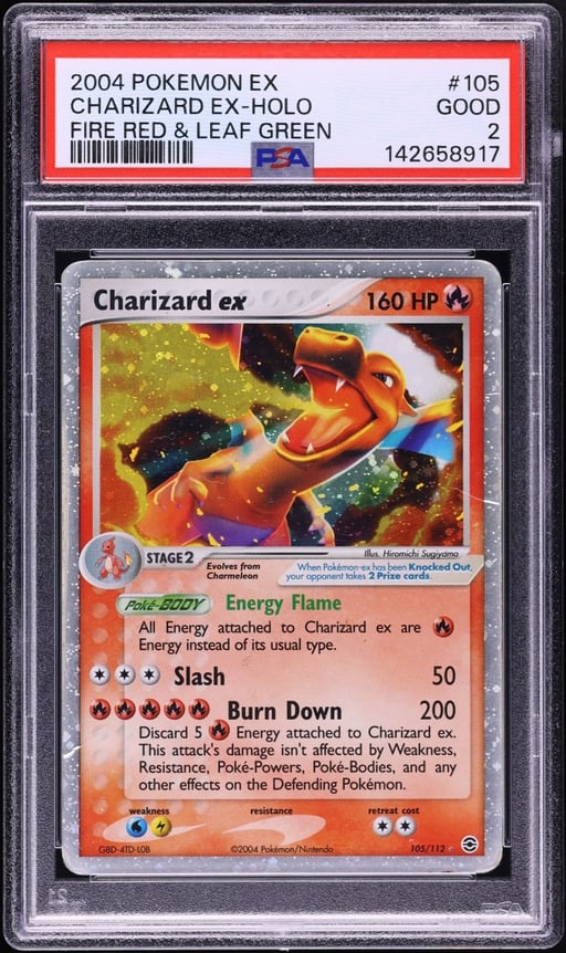2004 Pokemon EX Fire Red & Leaf Green Holo Charizard ex #105 PSA 2 GD