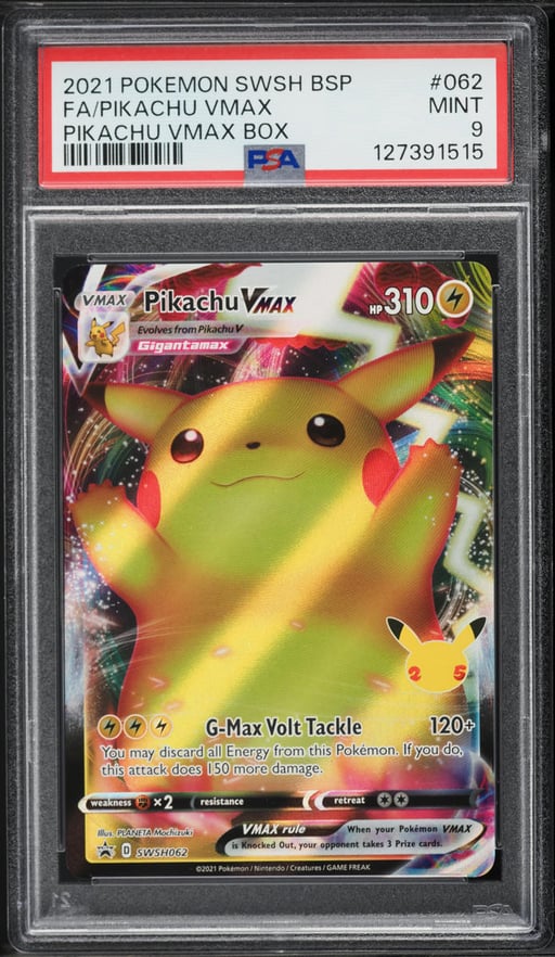 2021 Pokemon SWSH Black Star Promo Celebations Full Art Pikachu VMAX #62 PSA 9 MINT