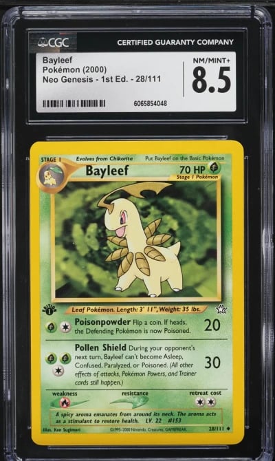 2000 Pokemon Neo Genesis 1st Edition Bayleef #28 CGC 8.5 NM-MT+