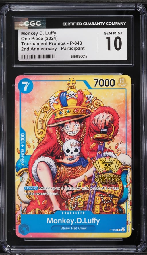 2024 One Piece Promo 2nd Anniversary Participant Monkey D. Luffy #P-043 CGC 10 GEM MINT