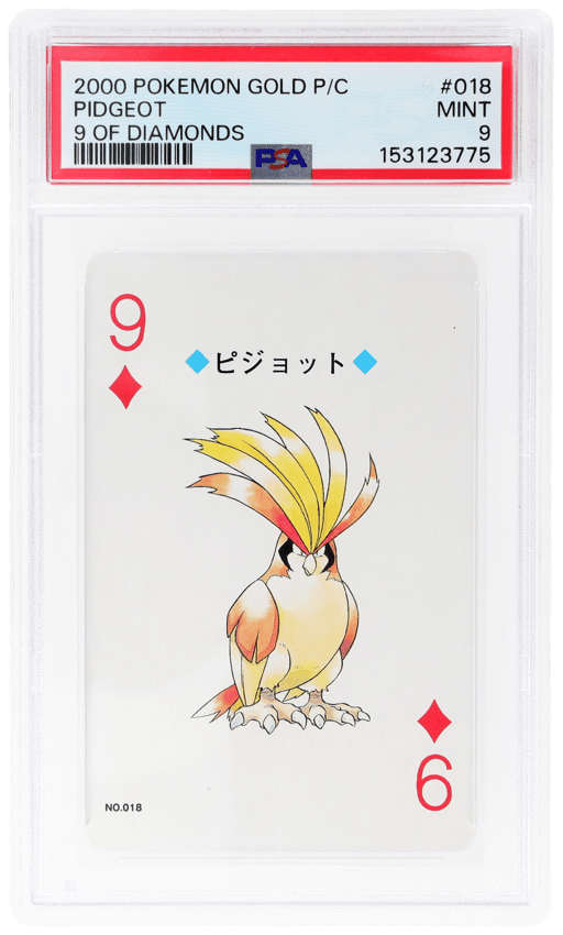 2000 Pokemon Gold Version Playing Cards 9 of Diamonds Pidgeot #18 PSA 9