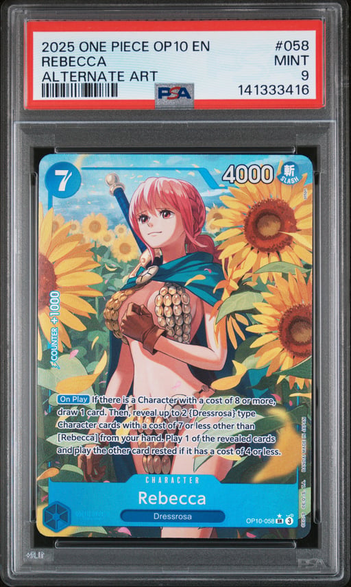 2025 ONE PIECE OP10-ROYAL BLOOD 058 REBECCA ALTERNATE ART PSA 9