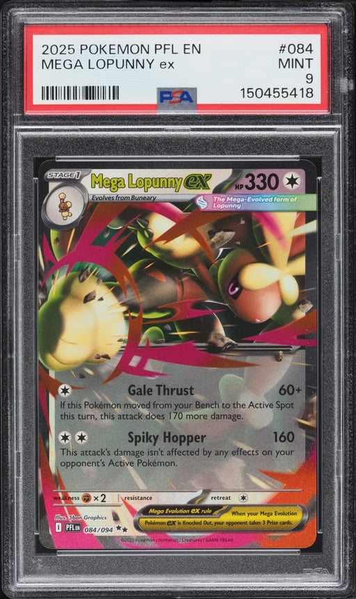 2025 Pokemon Mega Evolution Phantasmal Flames Holo Mega Lopunny Ex #84 PSA 9 MINT
