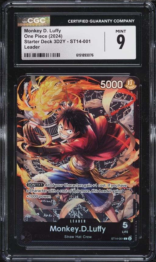 2024 One Piece Starter Deck 3D2Y Leader Monkey D. Luffy #ST14-001 CGC 9 MINT