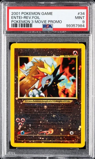 2001 POKEMON GAME POKEMON 3 MOVIE PROMO #34 ENTEI-REVERSE FOIL PSA 9