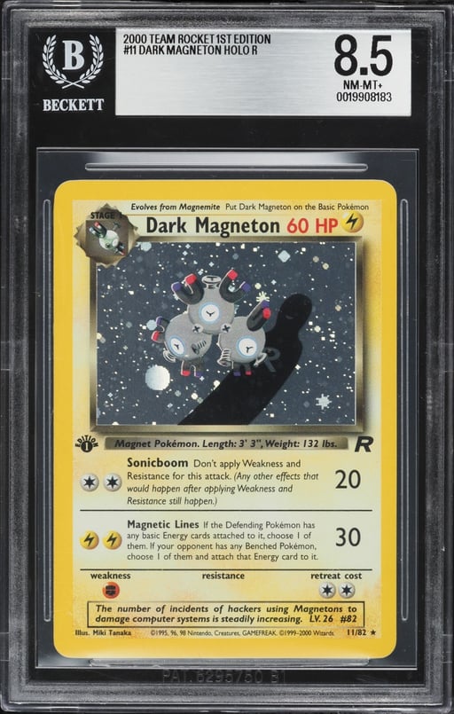 2000 Pokemon Team Rocket 1st Edition Holo Dark Magneton #11 BGS 8.5 NM-MT+