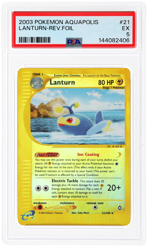 2003 Pokemon Aquapolis Reverse Holo Lanturn #21 PSA 5