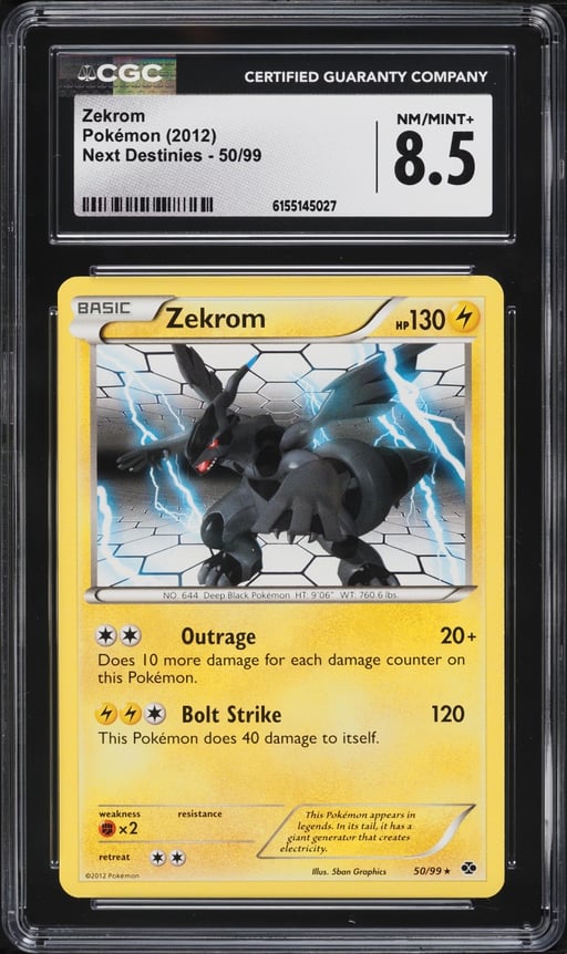 2012 Pokemon Black & White Next Destinies Zekrom #50 CGC 8.5 NM-MT+