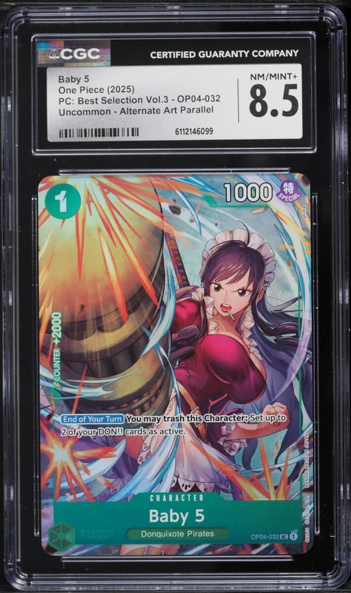 2025 One Piece PC Best Selection Vol 3 Alt Art Baby 5 #OP04-032 CGC 8.5 NM-MT+