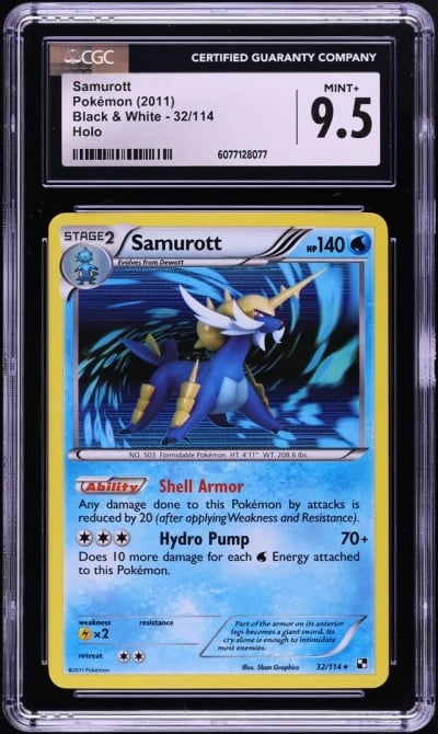 2011 Pokemon Black & White Holo Samurott #32 CGC 9.5 MINT+