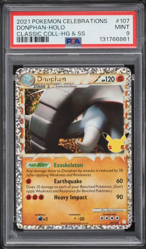 2021 Pokemon Sword & Shield Celebrations Classic Collection Holo Donphan #107 PSA 9 MINT