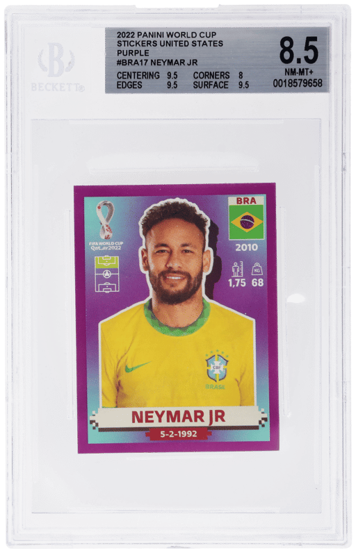 2022 Panini World Cup Stickers United States Purple Neymar Jr #BRA17 BGS 8.5