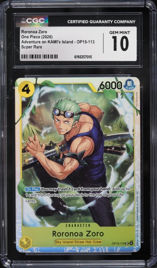 2026 One Piece Adventure On KAMI's Island SR Roronoa Zoro #OP15-113 CGC 10 GEM MINT