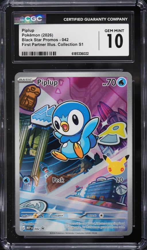 2026 Pokemon Mega Evolution Promo First Partner Illustration S1 Full Art Piplup #42 CGC 10 GEM MINT