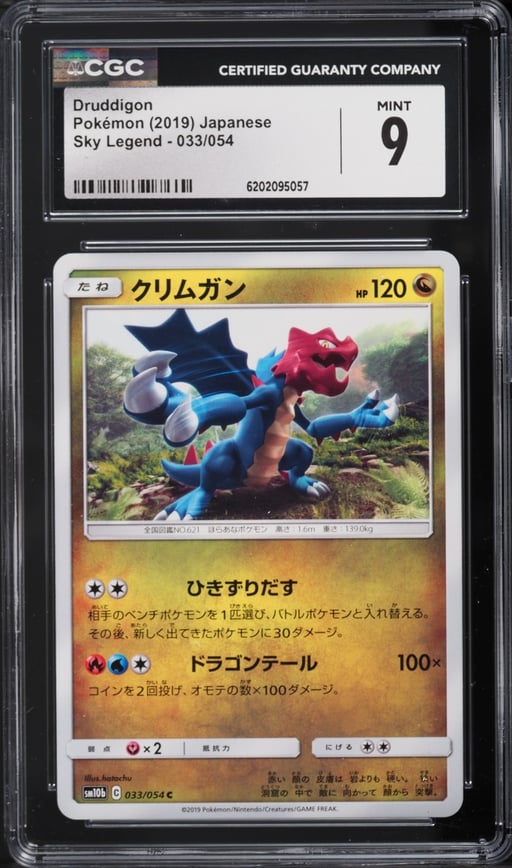 2019 Pokemon Japanese Sky Legend Druddigon #033 CGC 9 MINT