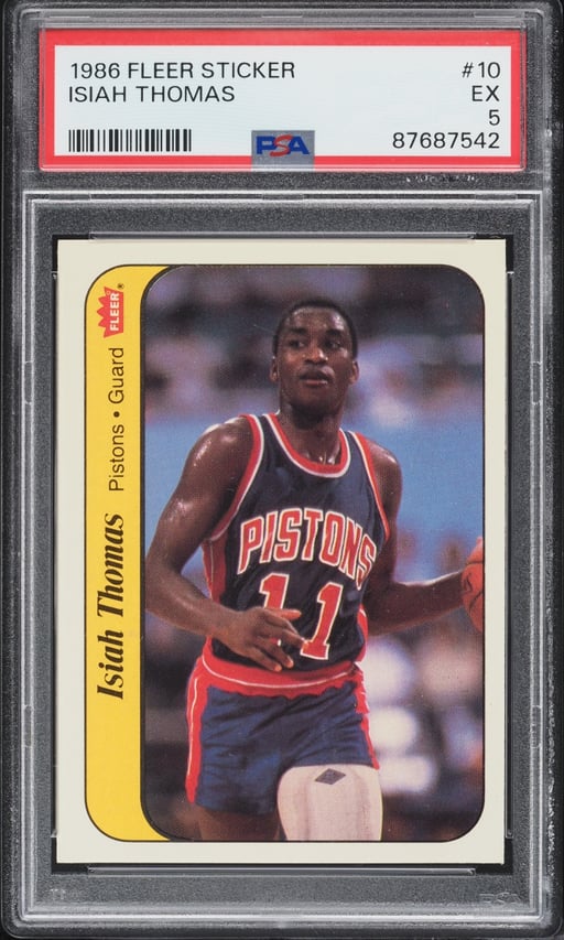 1986 Fleer Sticker Isiah Thomas ROOKIE #10 PSA 5 EX