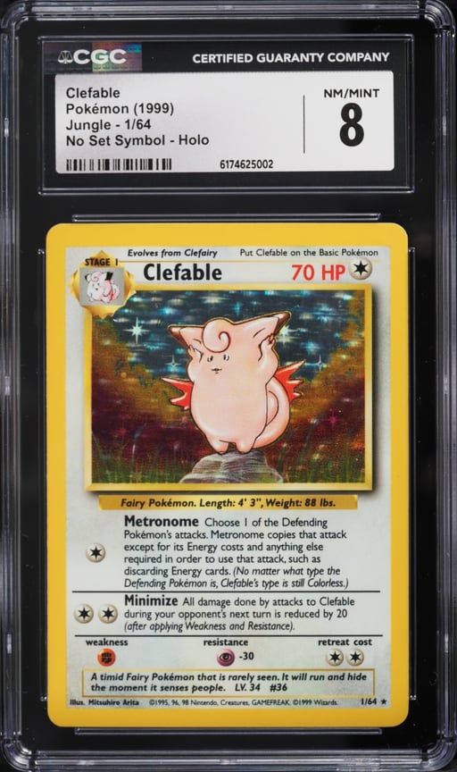 1999 Pokemon Jungle No Set Symbol Holo Clefable #1 CGC 8 NM-MT