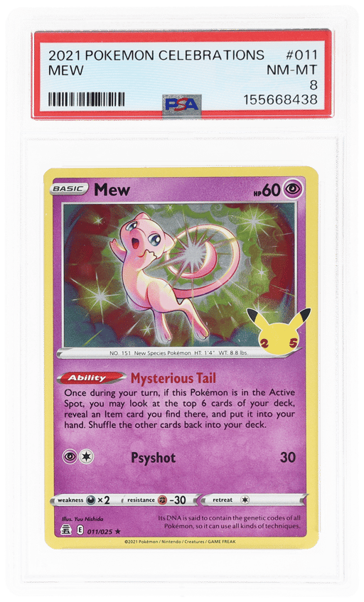 2021 Pokemon Sword and Shield Celebrations Holo Mew #011 PSA 8