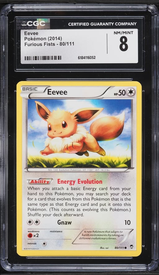 2014 Pokemon XY Furious Fists Eevee #80 CGC 8 NM-MT