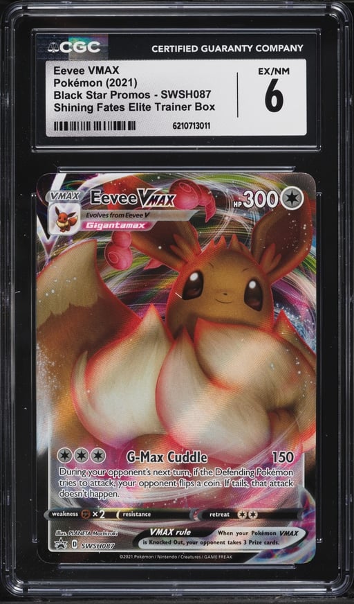 2021 Pokemon Sword & Shield Promo Shining Fates ETB Full Art Eevee VMAX #SWSH087 CGC 6 EXMT