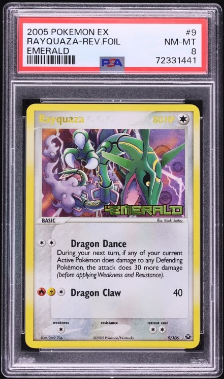 2005 Pokemon EX Emerald Reverse Holo Rayquaza #9 PSA 8 NM-MT