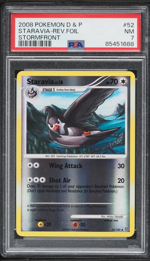 2008 Pokemon Diamond & Pearl Stormfront Reverse Holo Staravia #52 PSA 7 NRMT
