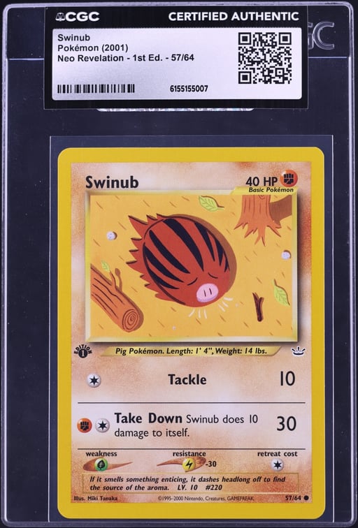 2001 Pokemon Neo Revelation 1st Edition Swinub #57 CGC AUTH