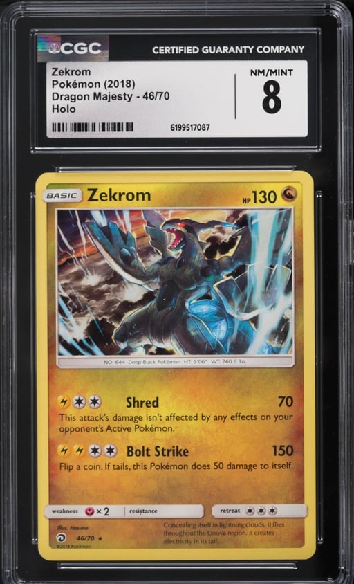 2018 Pokemon Dragon Majesty Holo Zekrom #46 CGC 8 NM-MT
