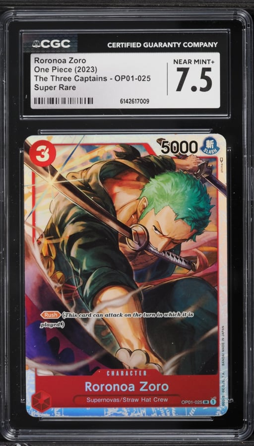 2023 One Piece The Three Captains SR Roronoa Zoro #OP01-025 CGC 7.5 NRMT+