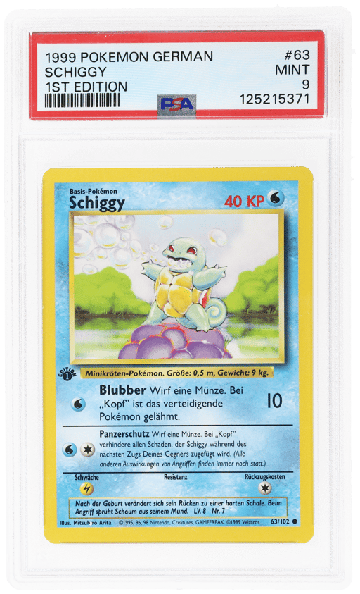 1999 Pokemon Base Set German 1st Edition Schiggy #63 PSA 9