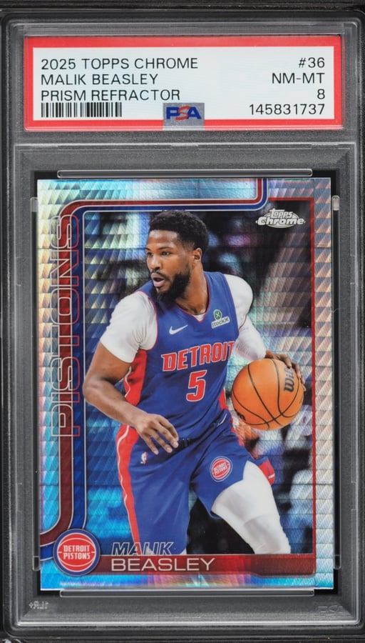 2025 Topps Chrome Prism Refractor Malik Beasley #36 PSA 8 NM-MT