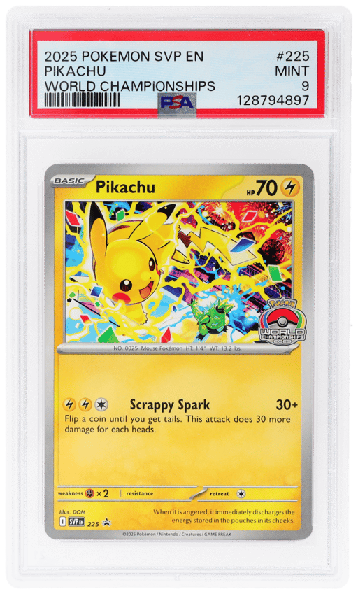 2025 Pokemon Scarlet and Violet Black Star Promo World Championships Pikachu #225 PSA 9