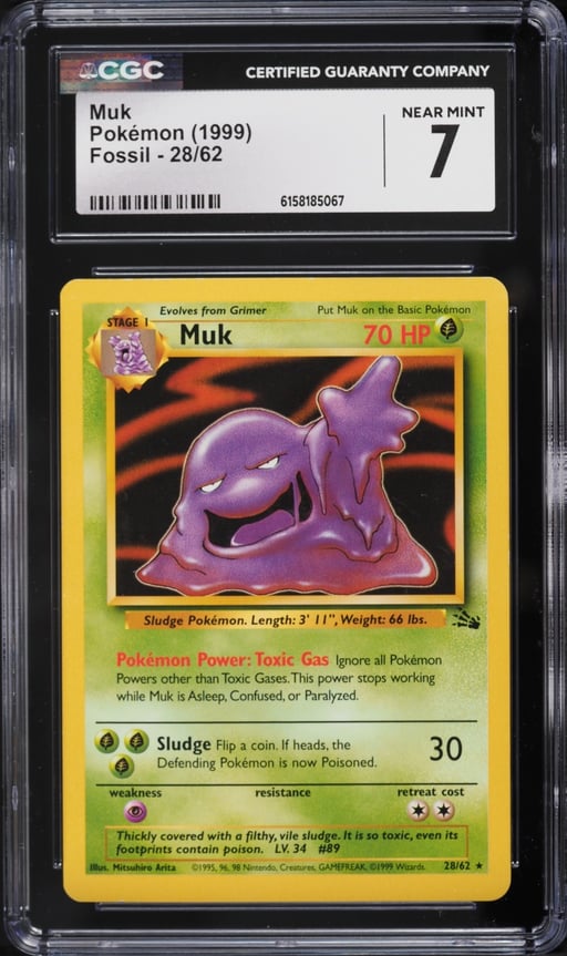 1999 Pokemon Fossil Muk #28 CGC 7 NRMT